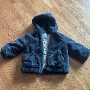 Zara coat size 4-5 gray with polka dot inside lining